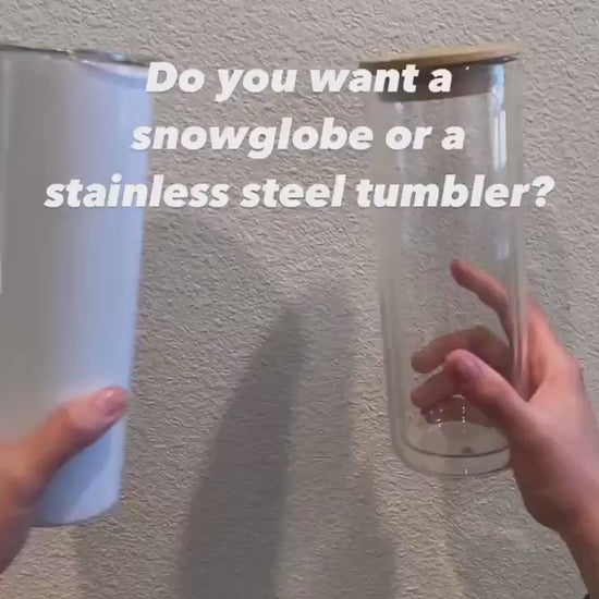 20oz Snowglobe stainless steel Sublimation skinny tumbler blanks