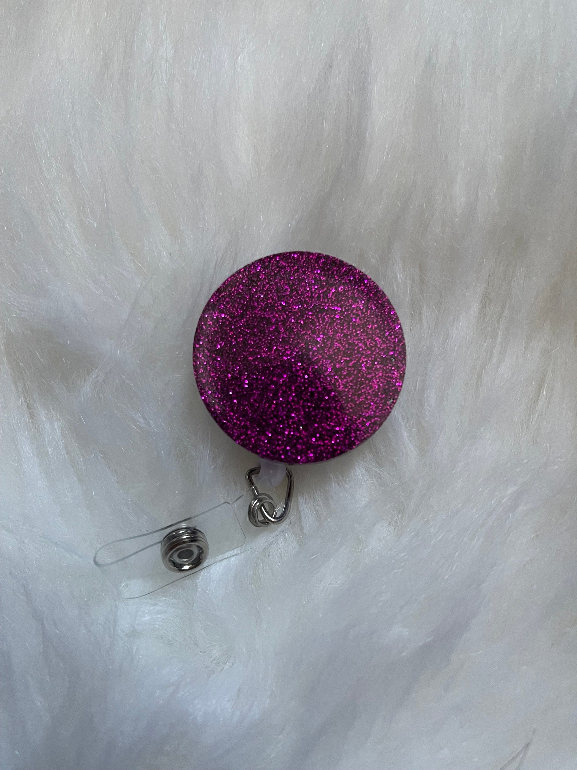 Glitter badge reel Nurse badge reels - Retractable badge reel - RN ID holder - ID clip - badge clip - interchangeable velcro -resin badge